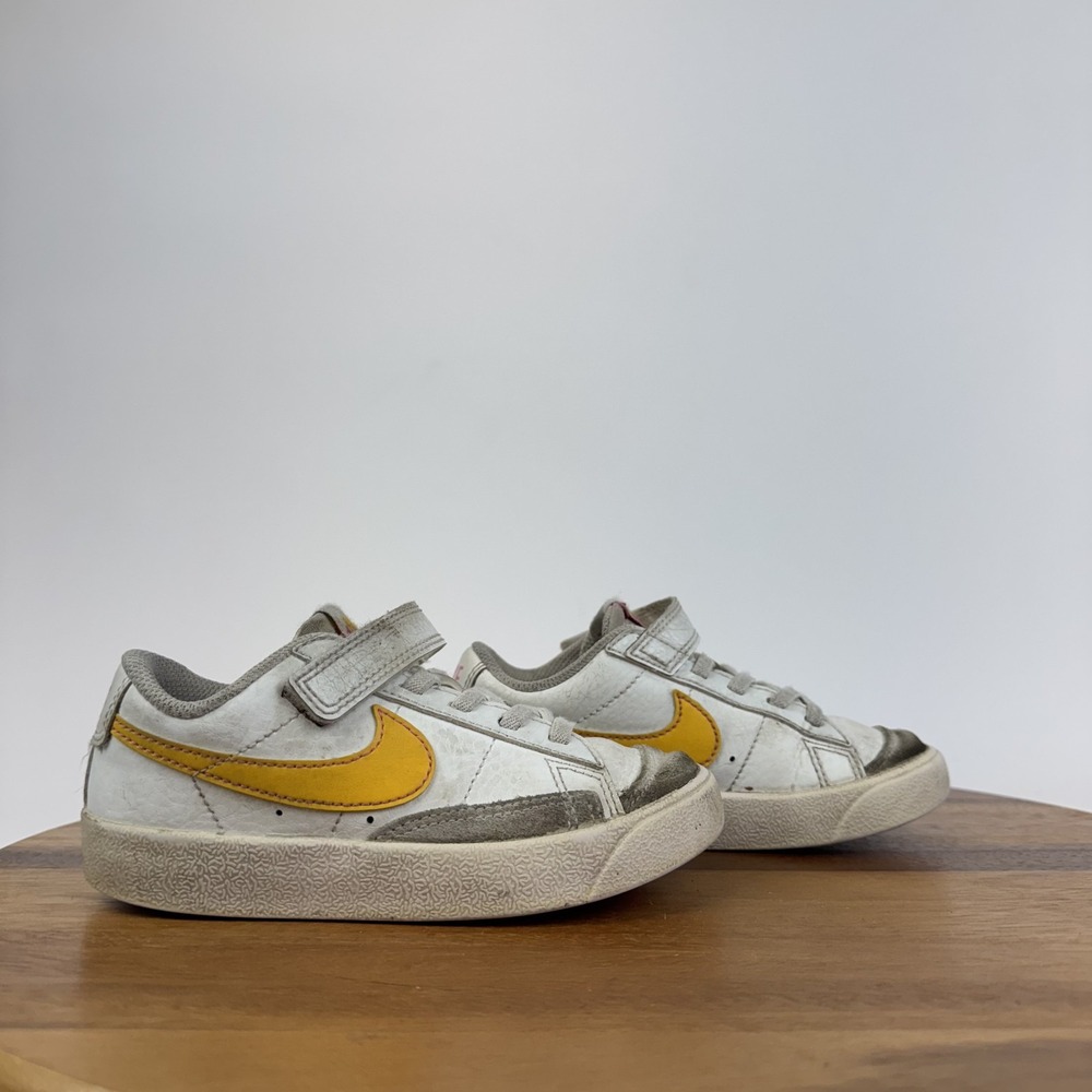 Little Kids Nike Blazer Low 77 PS White Gold Leather Casual Sneakers Size 11 C